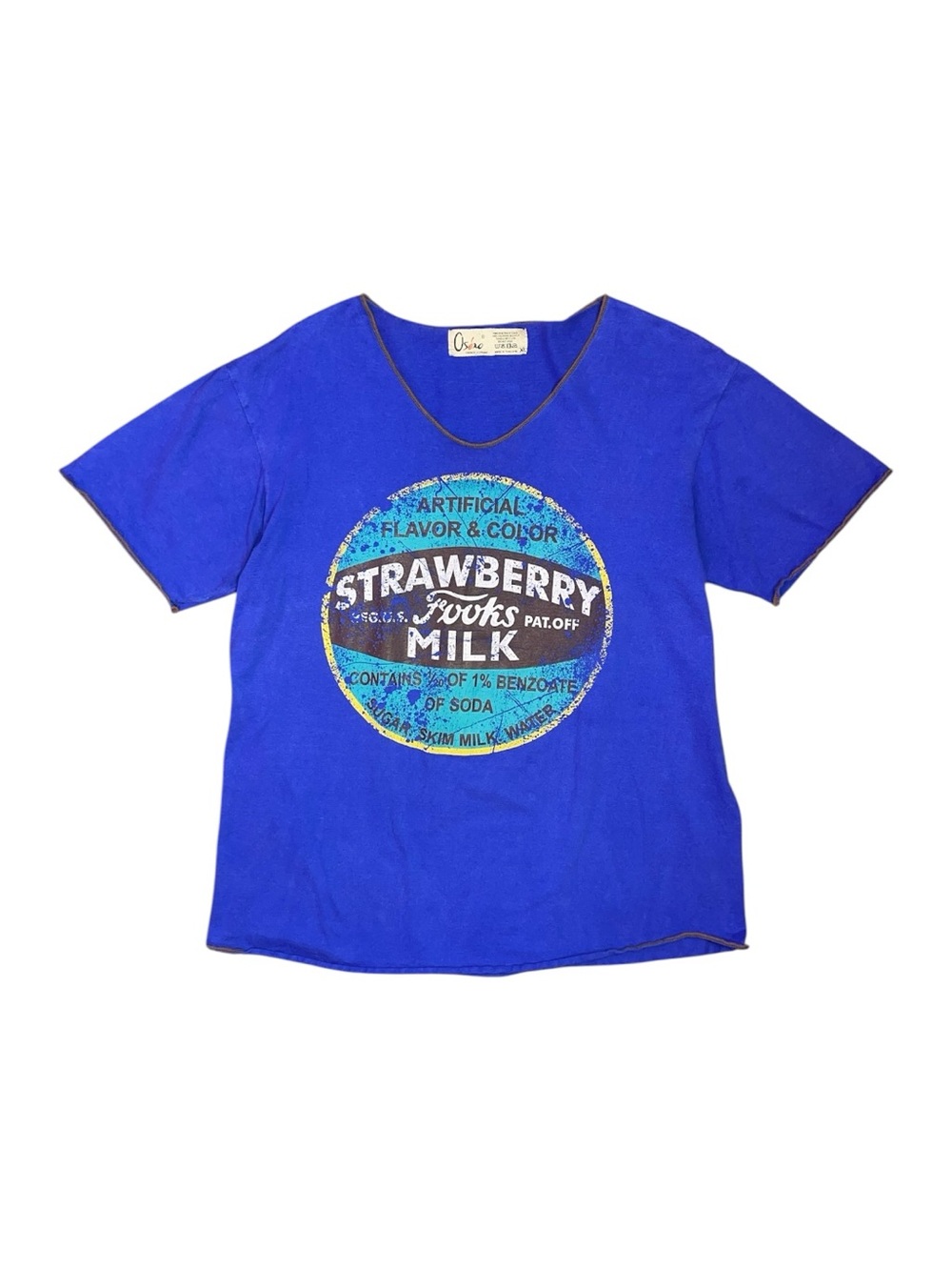 Vintage Strawberry Milk Graphic T-Shirt Royal Blue Logo Tee Women’s XL - Picture 1 of 6